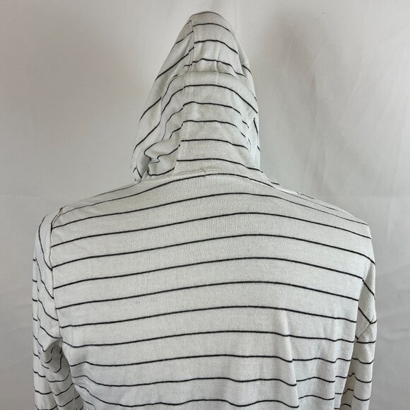 Marine Layer Top S White Black Striped Hoodie Long Sleeve - Picture 7 of 10